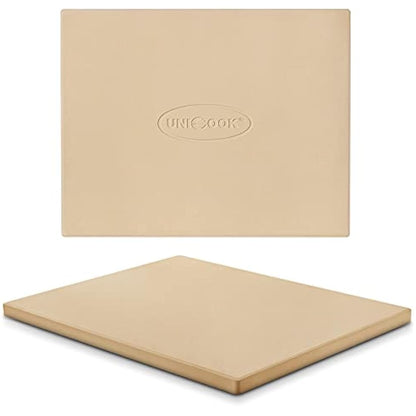 Unicook Pizza Stone, Cordierite Baking Stone for Oven and BBQ, Grilling Pizza Plate, Ideal for Making Bread, Cookies and More, Thermal Shock Resistant, Durable and Safe, Rectangular, 38 x 30 cm