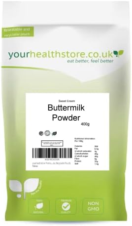 yourhealthstore Premium Buttermilk Powder (Sweet Cream), Gluten Free, No Additives, Vegetarian, Food Grade, (Recyclable Pouch) ,400 g (Pack of 1)