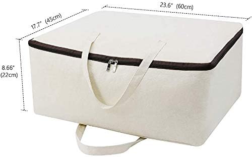 iwill CREATE PRO Pack of 3, Cotton Canvas Storage Soft Bags with Zip Closure & Handles, Good for Blankets, Clothing in Bedroom Wardrobe, Dormitory