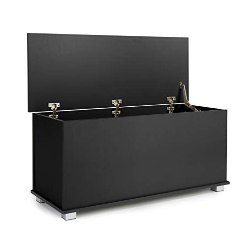 Home Source Ottoman Storage Toy Chest Bedding Blanket Box, Black, 99cm