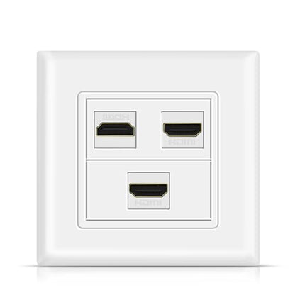 TNP HDMI Wall Plate (3 Port, White) HDMI Faceplate Socket Insert Jack Outlet Panel Mount Support 4K 60Hz HDR ARC/eARC Full HD 3D Ethernet High Speed Cable Extension Coupler f/Projector & Home Theater