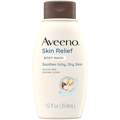Aveeno Skin Relief Gentle Scent Body Wash For Sensitive Skin, Nourishing Coconut, 12 Fl. Oz