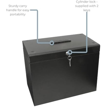 Cathedral Products A4 Steel File Box with Starter Pack of 5 Suspension Files - Black