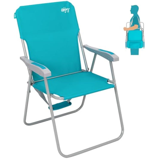 #WEJOY Folding Beach Chairs Lightweight Portable Garden Chair with Armrest Sturdy High Back Camping Chair for Outdoor Fishing Festival