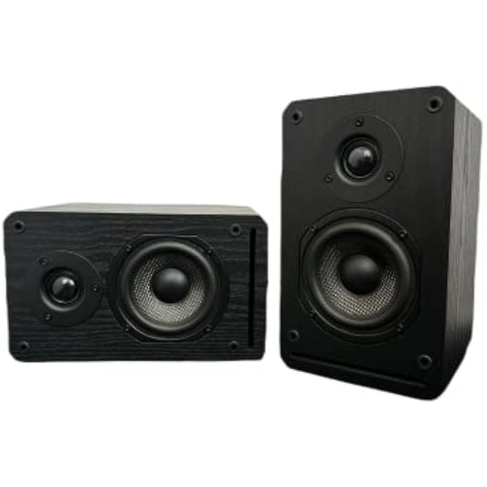Roxel RBS-300 Passive Bookshelf Speaker, Black Wood Effect Cabinet with 4 inch Enhanced Carbon Fibre Woofer, 1 Inch Silk Dome Tweeter, Detailed and Refined Sound150W RMS (Black Wood)