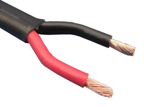 electrosmart 2 Core Twin Red/Black Copper Heavy Duty Automotive Auto Boat Marine Cable Wire 2 x 3mm Thin Wall Flat Stranded 12V 24V 33 Amp (20m)