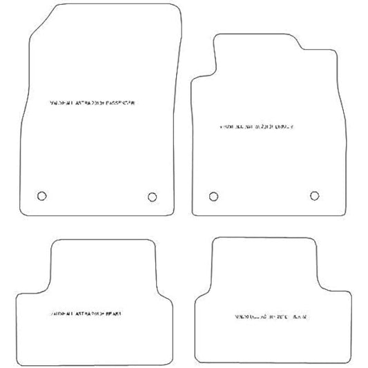 Car Mats FOR Vauxhall Astra MK6 (J) 2010-2015 Black Carpet - Black Ribbed Trim - Black Rectangle Heel Pad [SAPP-1234]