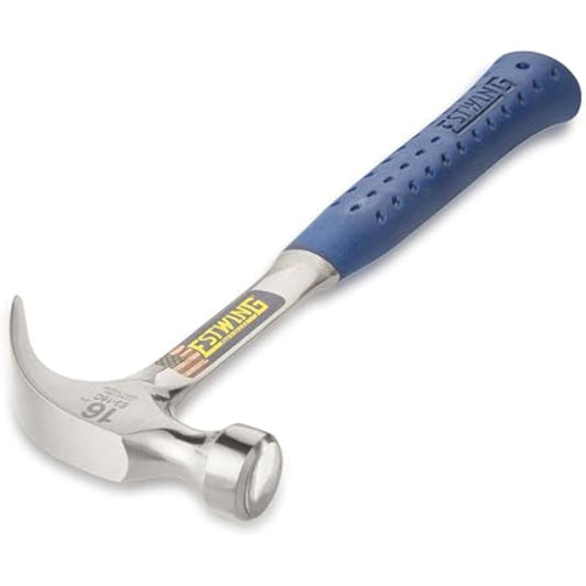 Estwing ESTE316C 14-218 16-Ounce Claw Hammer with Nylon Vinyl Cushion Grip Handle, Smooth Face, 1-Pack, Blue, White