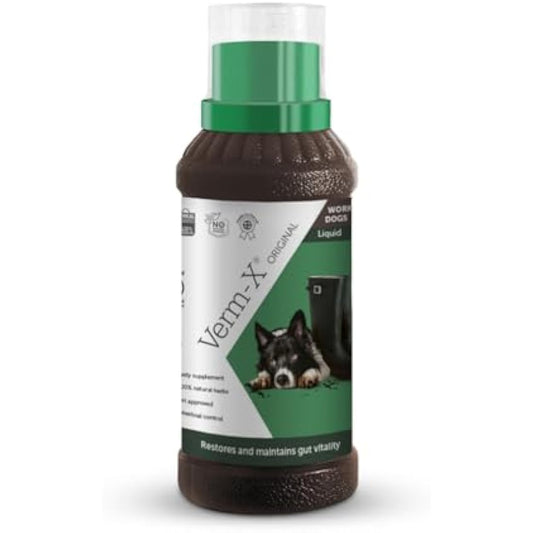 Verm-X All Natural Liquid for all Dogs. Supports  Intestinal Hygiene. Vet Approved. UFAS Assured. Restores and Maintains Gut Vitality. Wormwood Free Recipe., Clear