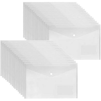 Plastic Wallets Folders - 36 Pcs A4 Clear Plastic Popper Wallet Document Folder with Button Closure