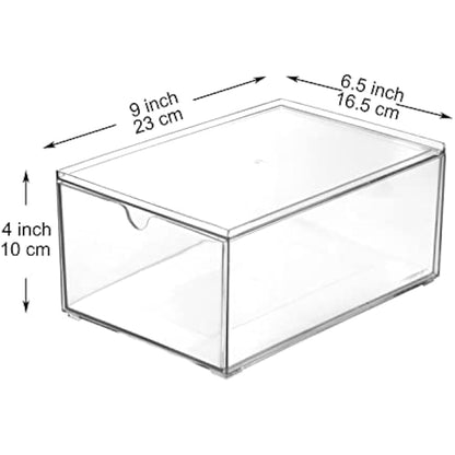 Youngever 2 Pack Stackable Plastic Organiser Drawers, Clear Cosmetic Organizers, Makeup Organiser Drawers