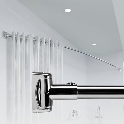Croydex Stainless Steel Premium Extendable Telescopic Curved Rod, 1080 - 1850mm, Silver