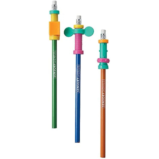 Sensory Genius by Mindware | Pencil Pushers | Pencil Accessories | Fidget Toys | Ages 5+ | 1 Player, Orange,Blue,Green, [Multiple] Bright Colors