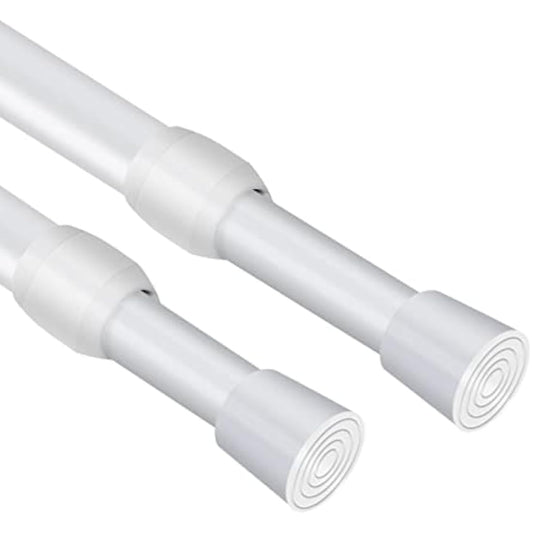 Vista 105-190cm Extendable Curtain Poles No Drill Tension Rods Extendable Curtain Rod Adjustable for DIY Projects, Cupboard, Kitchen, Bathroom, Bookshelf, Wardrobe, Window, 2 Pack White
