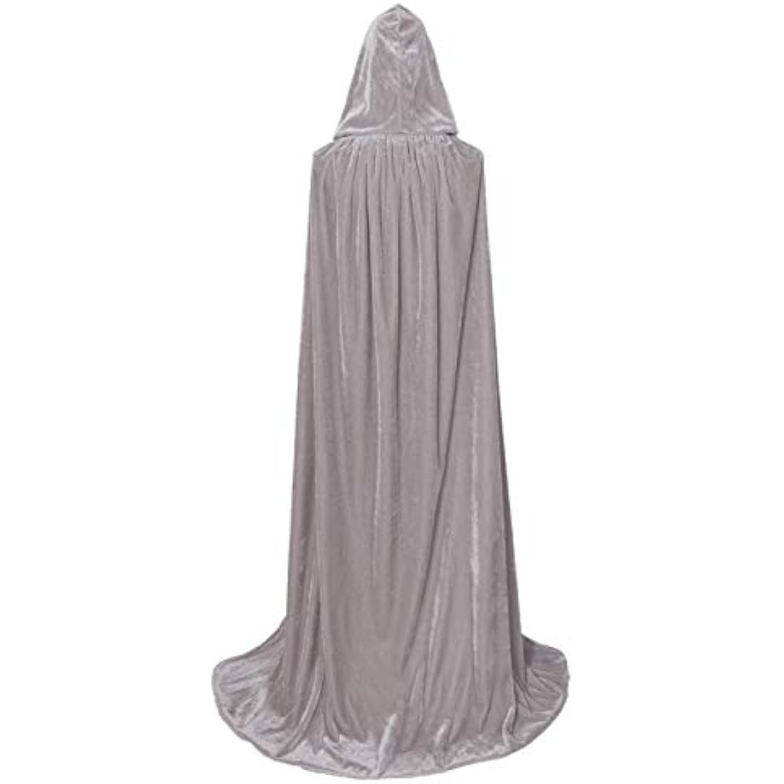 Txian Full Length Hooded Velvet Cloak Halloween Christmas Fancy Cape Costumes 59" (Silver gray)
