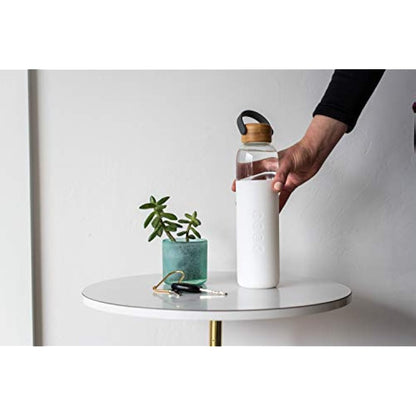 Soma Glass Water Bottle, Eco-Friendly Alternative (White, 24oz/740ml)