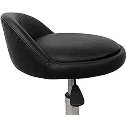 display4top Black Adjustable Swivel Rolling Cushion Tattoo Massage Hydraulic Salon Stool with Back,5 Wheels