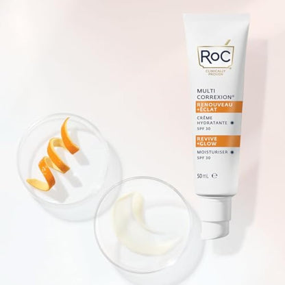 RoC Multi Correxion Revive + Glow Moisturiser SPF 30 | Light Face Cream with Vitamin C | 50 ml