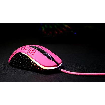 Xtrfy M4 RGB, Ultra-Light Wired Gaming Mouse, Ergonomic Design for Right-Handers, Pixart 3389 Sensor, Adjustable RGB Lighting, Pink Edition