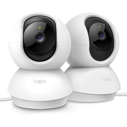 Tapo Wifi Indoor Camera, 2K 3MP Full HD Baby Camera, 360° Security Wireless Pet Camera, Night Vision, Work with Alexa & Google Home, 2 Pack(Tapo C210P2) (Package may vary)