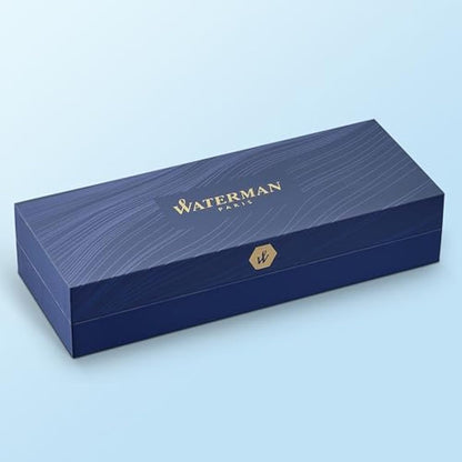 Waterman Hémisphère Fountain Pen | Gloss Black with Chrome Trim | Medium Nib | Blue Ink | Gift Box