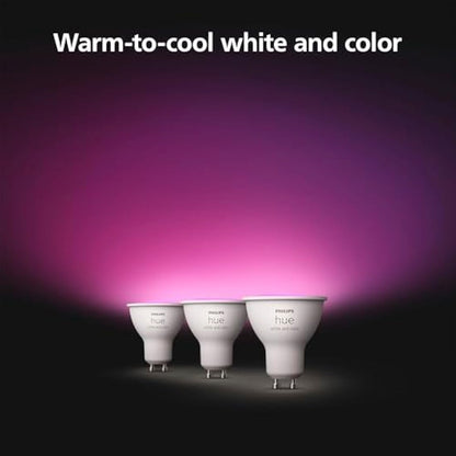 Philips Hue GU10 – Smart Spotlight – (3-Pack) White and Colour Ambiance
