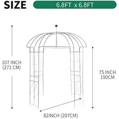 SCENDOR 106.7"L x 81.5"H x 81.5"W Garden Arch Birdcage Shape Metal Gazebo Pergola Pavilion, Arbour Rose Trellis Metal Durable Iron Ues for Outdoor Climbing Plants Wedding Arches Ceremony