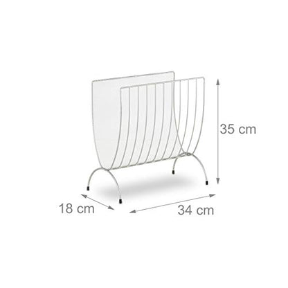 Relaxdays Mesh Newspaper Stand, Metal Newspaper Bin, Freestanding Rack, H x W x D 35 x 34 x 18 cm, Silver