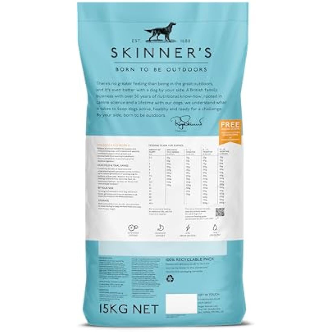 Skinner's Field & Trial Complete Dry Junior Working Dog Food Duck and Rice, 15 kg