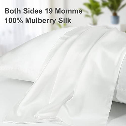 tenn well 2 Pack Mulberry Silk Pillowcases for Hair and Skin, Both Sides 100% Pure Silk Pillowcase 19 Momme Soft Smooth Pillow Case with Hidden Zipper