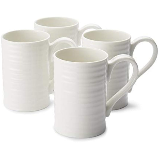 Portmeirion Sophie Conran for Portmeirion Tall Mug, Porcelain, White, 11.5 x 7.3 x 11 cm, Set of 4