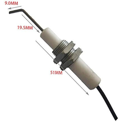 METER STAR Gas Grill/Range/Heater/Grill Igniters,Push Button Piezo Igniter with Threaded Universal Ceramic Electrode Ignition Spark Plug Wire Long 30cm Electronic Device Set of 2