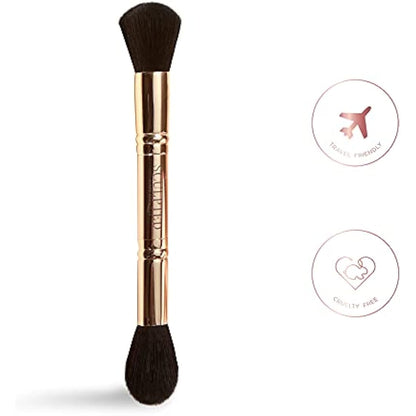 Double-Ended Sculpting Duo Makeup Brush from Sculpted by Aimee - 2 in 1 Cruelty-Free, Vegan Bronzer and Highlighter Brush