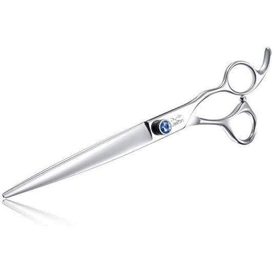 JASON 8" Straight Dog Grooming Scissors Pets Grooming Shears Premium Cats Trimming Kit with Offset Handle and a Jewelled Screw