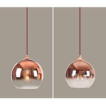 MZStech Spherical Gradient Color Glass Pendant Light Modern Glass Globe Lamp Chandelier Hanging Light (Rose Gold, 20cm)