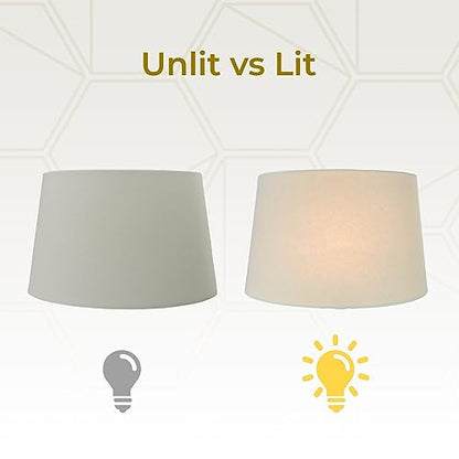 Royal Designs Shallow Oval Hardback Lamp Shade, Linen Eggshell, 10 x 12 x 7