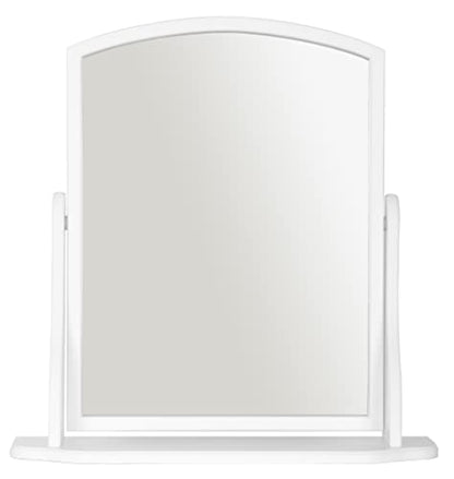 Home Selections Arched Wood Dressing Table Mirror, White, 44x44cm, Wooden Free Standing Tabletop Vanity Mirror