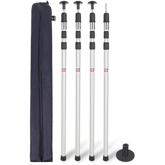 REDCAMP Telescopic Tarp Poles Set of 2/4, Aluminium Extendable Adjustable Tent Poles, Multipurpose Camping Extension Pole for Tarp Awning Canopy Porch Sun Sails Tarpaulin Headroom 2.3M
