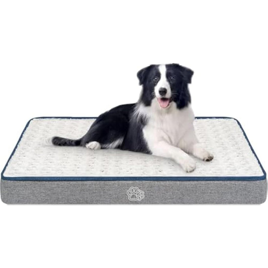 EMPSIGN Large Dog Bed Washable, Orthopedic Dog Beds Mattress for Dog Crate with Washable Removable Cover, Pet Beds Pillow Cushion for Dog, Grey, 90x60x7,5cm