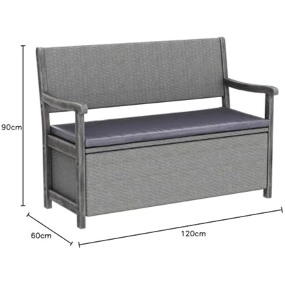 Rowlinson Alderley Rattan Storage Bench - Grey