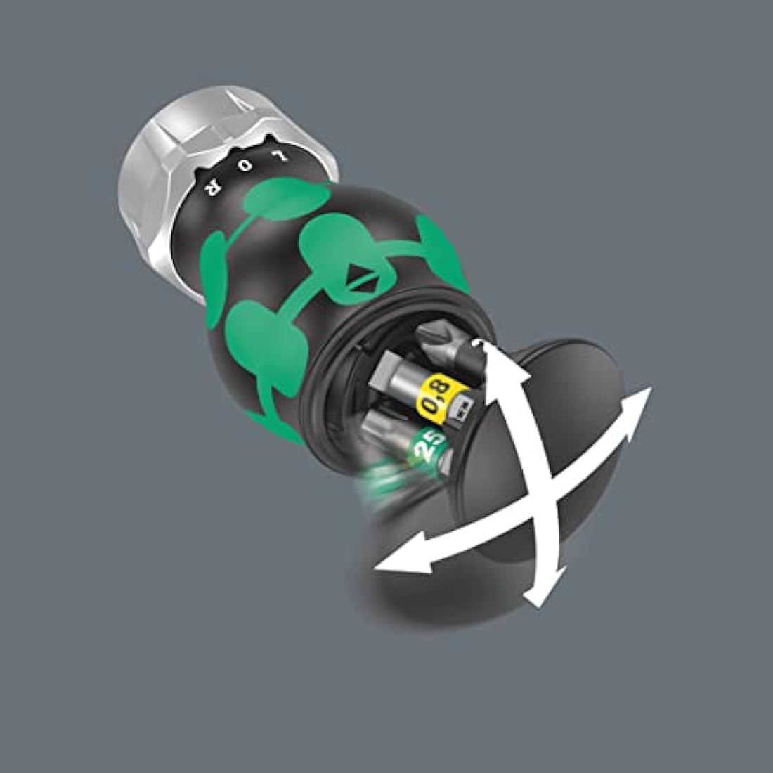 Wera 05008884001 Kraftform Kompakt Stubby Magazine RA 2, Stubby Ratchet Screwdriver with Bit Magazine, 6 Pieces