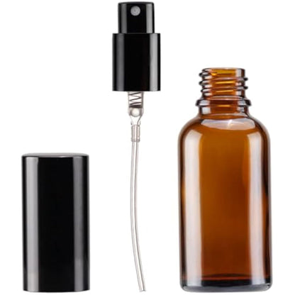Yizhao 30ml Amber Glass Spray Bottle, Empty fine mist spray Bottles with Metal Cap for Cleaning，Aromatherapy, Essential oil Diffuser,Massage,Hair,Pet – 6 Pcs