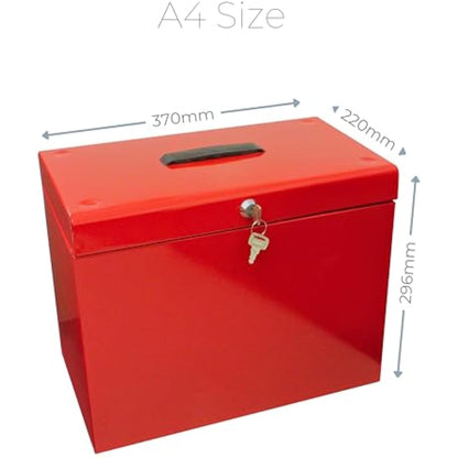 Cathedral Products A4 Steel File Box with Starter Pack of 5 Suspension Files - Red
