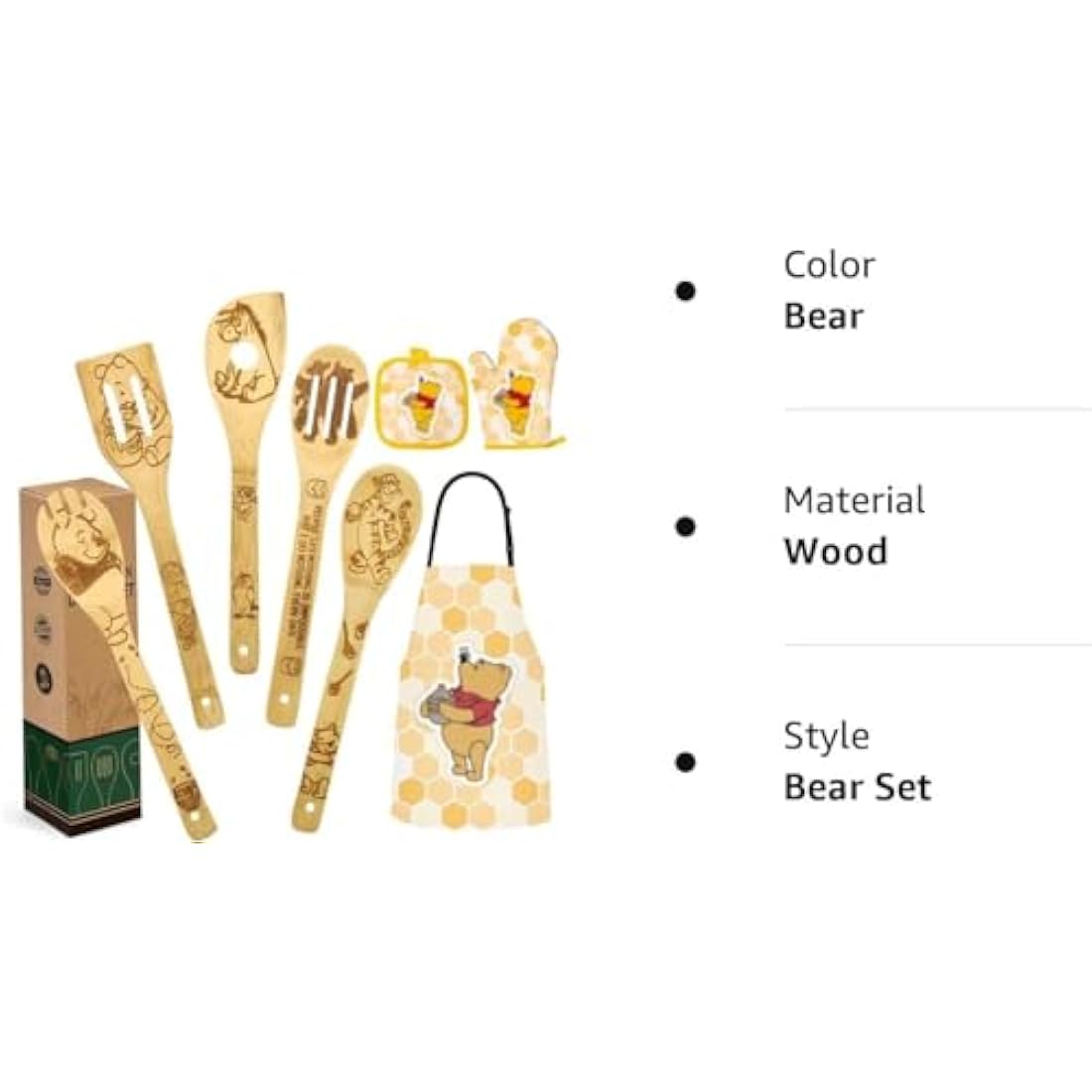 Wooden Spoons for Cooking Bear Cooking Utensils Set,Christmas Gifts for Women Mothers Day Birthday Gift