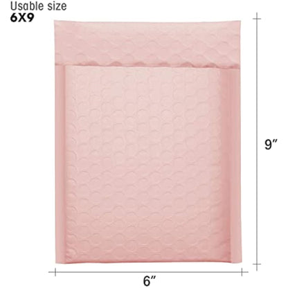 Switory 100Pcs Poly Bubble Mailers, 15.3x22.9cm Padded Envelopes Bulk, Bubble Lined Wrap Polymailer Bags for Shipping Packaging Mailing Self Seal Pale Pink (Inside Size: 15.3x22.9)