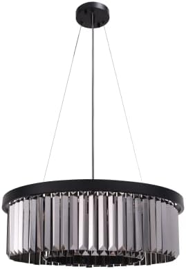 Wellmet Black-Crystal Chandelier for Foyer Dining Room, 6 Lights Modern Crystal Pendant Light, Vintage Ceiling Lighting Fixture for Kitchen Island, Living Room, Bedroom, Hallway, W-21.65”
