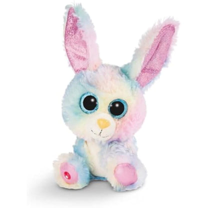 Nici 45561 Glubschis Animal, Cuddly Toy Bunny Rainbow Candy 15cm, Grey/Multi-Coloured