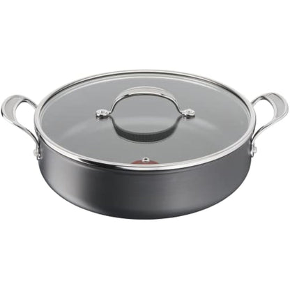 Tefal Jamie Oliver Cook's Classics Hard Anodized Shallow Pot, 30 cm, 5.4L, Non-Stick Coating, Heat Indicator, Riveted Handle, Oven-Safe Kitchen Pan, All hobs Compatible Including Induction, H9129943