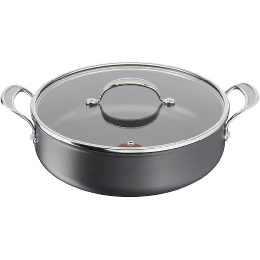 Tefal Jamie Oliver Cook's Classics Hard Anodized Shallow Pot, 30 cm, 5.4L, Non-Stick Coating, Heat Indicator, Riveted Handle, Oven-Safe Kitchen Pan, All hobs Compatible Including Induction, H9129943
