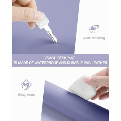 YSAGi Non-Slip Desk Pad, Waterproof PVC Leather Desk Table Protector, Ultra Thin Large Mouse Pad, Easy Clean Laptop Desk Writing Mat for Office Work/Home/Decor (90 x 43 cm, Lavender)